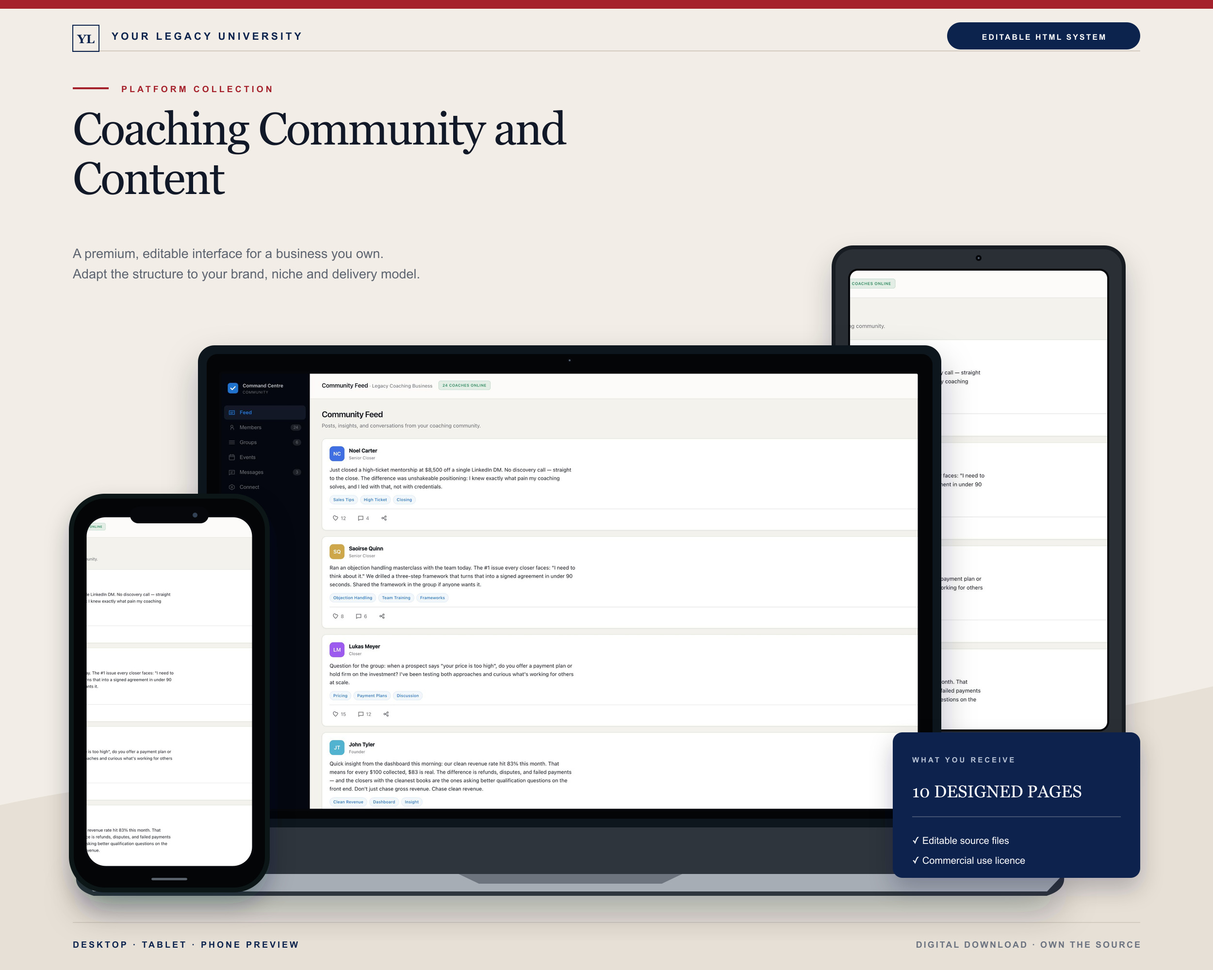 Coaching community and programme content dashboard