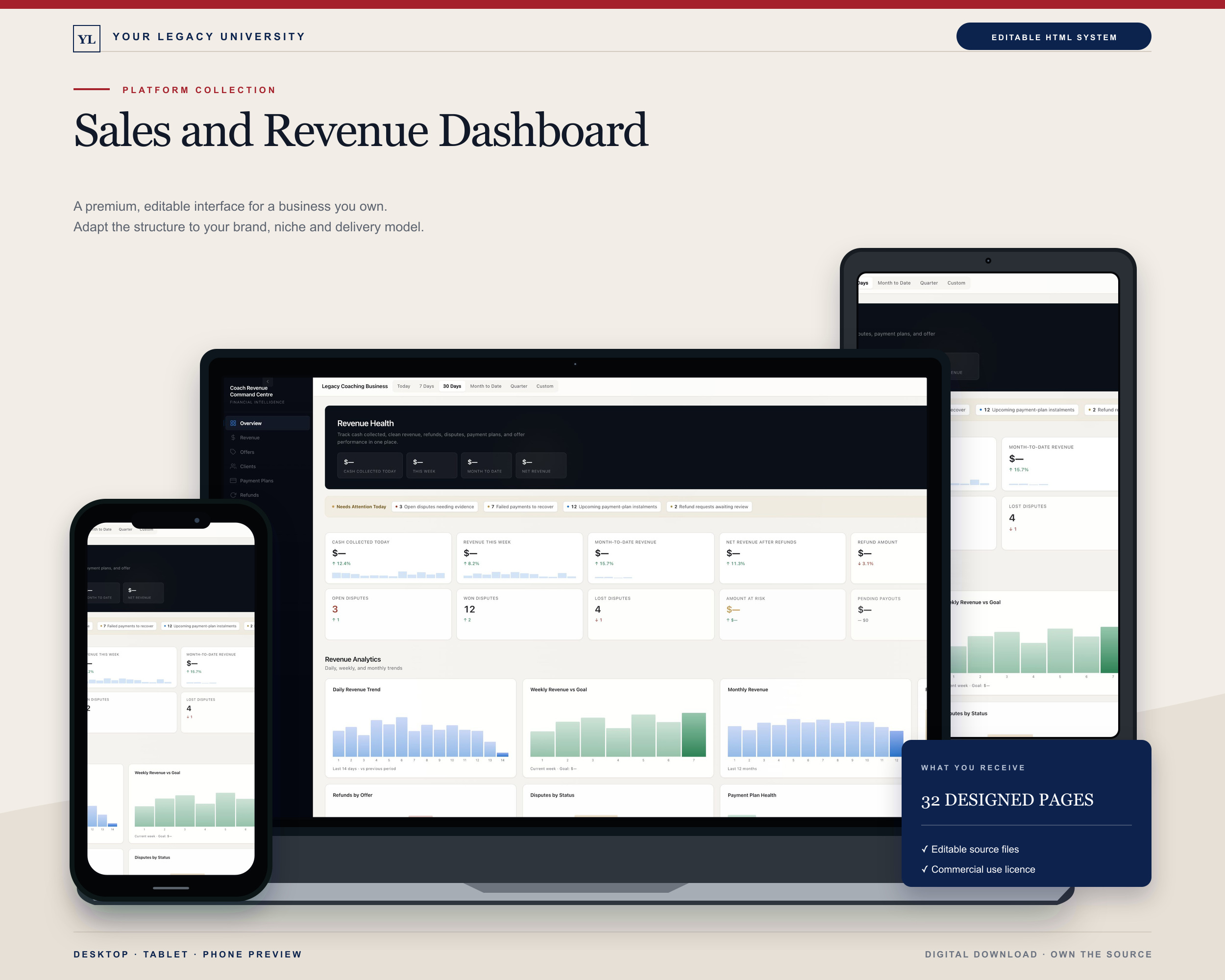 Sales and revenue dashboard